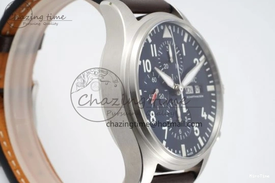 MIROTIME 0520 Pilot Chrono SS AZF 1:1 Best Edition Blue Dial on Brown Leather Strap A TimelessDesign 7060